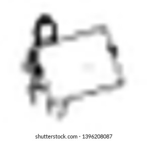 Girl holds a white sheet in hands, Flat Line Art Vector Design.