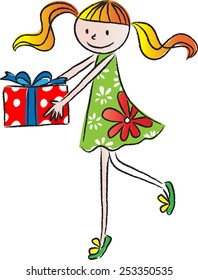 girl holing present