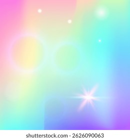 Girl Hologram. Pink Kawaii Pattern. Unicorn Invitation. Fairytale Fantasy Mesh. Purple Colorful Gradient. Blue Magical Background. Fairy Backdrop. Candy Girl Hologram.