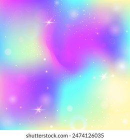 Girl Hologram. Pink Rainbow Invitation. Unicorn Background. Holographic Cosmic Invite. Purple Abstract Pattern. Lilac Sparkles Gradient. Princess Backdrop. Party Girl Hologram.