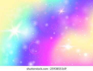 Girl Hologram. Pink Unicorn Pattern. Rainbow Background. Holographic Magical Effect. Purple Universe Invitation. Lilac Sparkles Gradient. Kawaii Glitter. Party Girl Hologram.