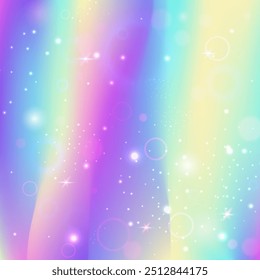 Holograma Menina. Padrão de Arco-íris roxo. Fundo Mágico. Efeito Abstrato Iridescente. Gradiente Rosa Girlish. Convite de Fantasia Azul. Textura de unicórnio. Holograma de Neon Girl.