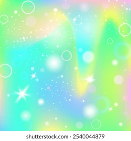 Girl Hologram. Yellow Kawaii Invitation. Magic Pattern. Fairytale Pastel Effect. Green Colorful Background. Pink Galaxy Gradient. Unicorn Backdrop. Stars Girl Hologram.