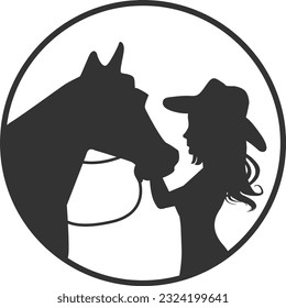 Girl With Horse Circle - Cowgirl Design