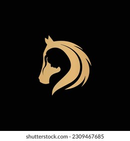 Girl And Horse Logo Design And Horse Farm Template Vector.