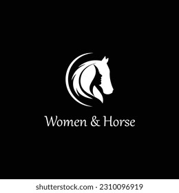  Girl And Horse Logo Design And Horse Farm Template Vector.
