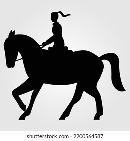Girl Horses Silhouette Vector Illustration Equestrian Equine Horse Riding Racing Jumping Pony Unicorn
