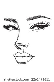 Girl hot face art drawing