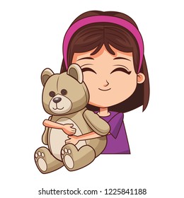 Girl hugging teddy