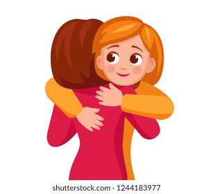 girl hugs a friend. girlfriend hugging.