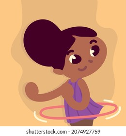 girl with hula hoop cartoon