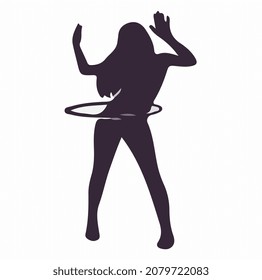  girl hula hooping hobby silhouette vector