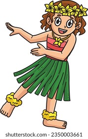 Girl in a Hula Outfit Cartoon Colored Clipart 