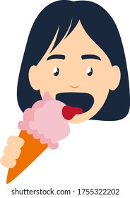 Girl with ice cream, illustration, vector on white background