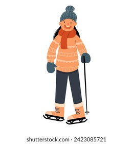 Patinaje sobre hielo femenino, Ilustración para patinar sobre hielo, Vector de patinaje sobre hielo femenino