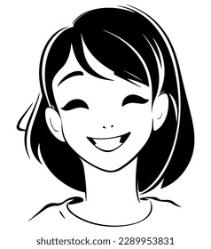 Girl icon cartoon cute smiling vector