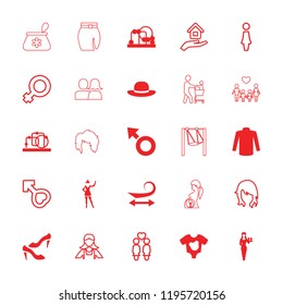Girl icon. collection of 25 girl filled and outline icons such as baby toy, curly hair, shoe, sweater, woman hat, woman, maid. editable girl icons for web and mobile.