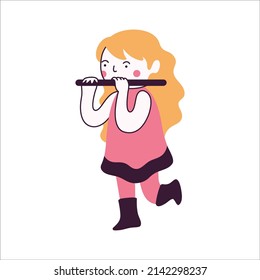 a girl icon design blowing the flute