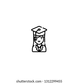 Girl icon, flat design line art thin style, International Women's Day signs and symbols, Feminismin fographics. Vector illustration