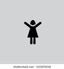 Girl icon, Happy young child symbol.Vector icon