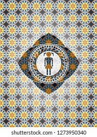 girl icon inside arabic emblem. Arabesque decoration.