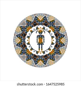 girl icon inside arabic style emblem. Arabesque decoration.