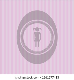 girl icon inside badge with pink background girl icon inside badge with pink background