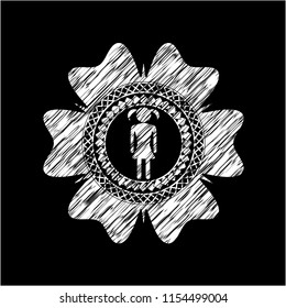 girl icon inside chalk emblem