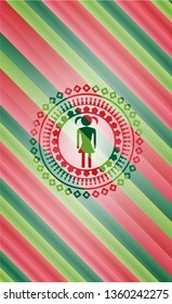 girl icon inside christmas colors style emblem.