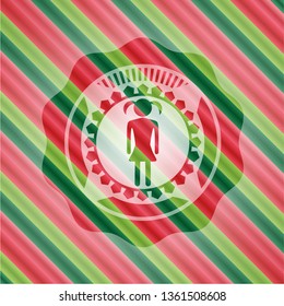 girl icon inside christmas emblem.