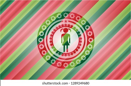 girl icon inside christmas style badge..