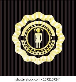 girl icon inside gold shiny emblem