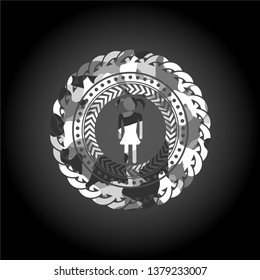 girl icon inside grey camo texture