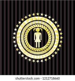 girl icon inside shiny badge