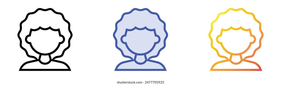 girl icon. Linear, Blue Fill and Gradient Style Design Isolated On White Background