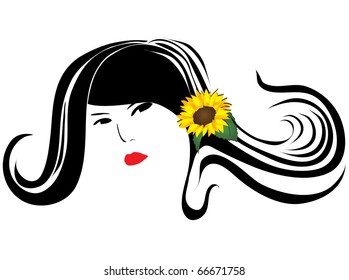 girl icon with long hair