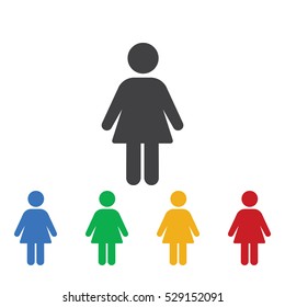 girl icon on white background. Family set of icons