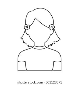 Girl icon outline. Single avatar,people icon from the big avatar outline. stock vector