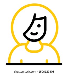 Girl icon. Outline girl vector icon for web design isolated on white background