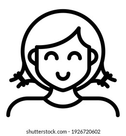 Icono de chica. Icono de vector de niña de contorno para diseño web aislado en fondo blanco