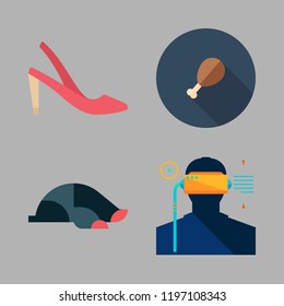 girl icon set. vector set about virtual reality, supermarket, mole and high hells icons set.