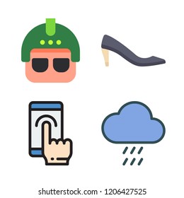 girl icon set. vector set about touch screen, rain, virtual reality and high heels icons set.