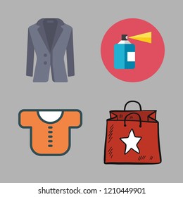 girl icon set. vector set about spray, shopping bag, baby clothes and jacket icons set.