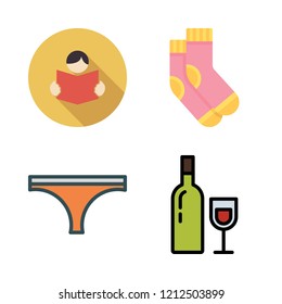 girl icon set. vector set about reading, judaism, socks and panties icons set.