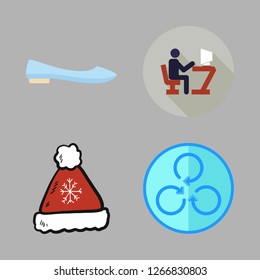 girl icon set. vector set about winter hat, studying, ballet flats and spin icons set.