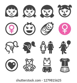 girl icon set,vector and illustration