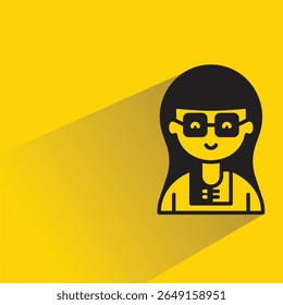 girl icon with shadow on yellow background