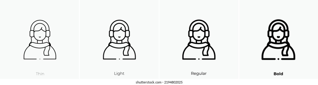 girl icon. Thin, Light Regular And Bold style design isolated on white background