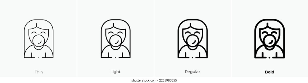 icono de chica. Diseño delgado, ligero y audaz aislado en un fondo blanco