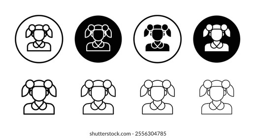 Girl icon Thin line vector illustration set